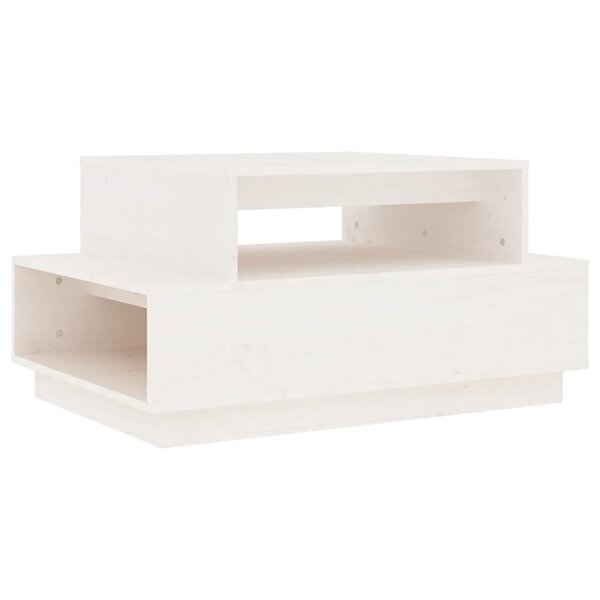 vidaXL Table basse Blanc 80x55x40 5 cm Bois massif de pin