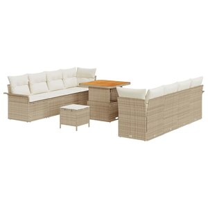 vidaXL Ensemble de canapé de jardin avec coussin 11 Pièces Beige et crème