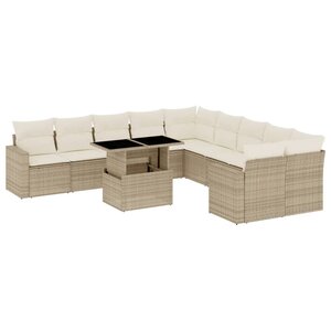 vidaXL Salon de jardin 11 Pièces avec coussins beige résine tressée