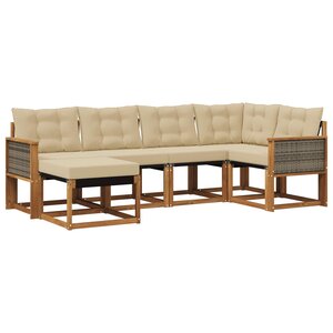 vidaXL Ensemble de canapés d'extérieur 6 pc Naturel et Beige