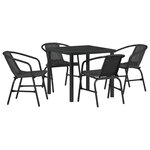 vidaXL Ensemble de salle à manger pour jardin 5 Pièces Noir Poly rotin