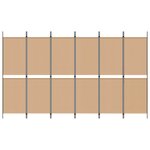 vidaXL Paravent à 6 panneaux Beige 300 x 180 cm Tissu