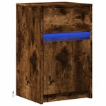 vidaXL Armoire de chevet et lumières LED chêne fumé bois d'ingénierie