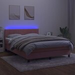 vidaXL Sommier à lattes de lit avec matelas et LED Rose 140x190 cm
