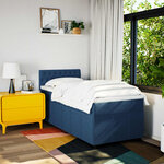 vidaXL Sommier à lattes de lit avec matelas Bleu 90x200 cm Tissu