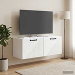 vidaXL Meuble TV mural Montage mural Blanc brillant 78 5 x 31 x 30 cm