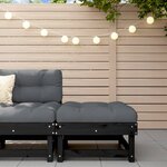 vidaXL Repose-pied de jardin noir bois de pin massif
