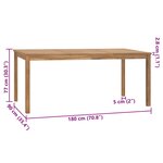 vidaXL Table à dîner de jardin 180x90x77 cm Bois de teck solide