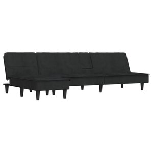 vidaXL Canapé-lit en forme de L noir 255x140x70 cm velours