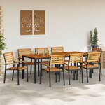 vidaXL Ensemble de Salle à Manger de Jardin 9 Pièces en Bois Massif d'Acacia et Métal
