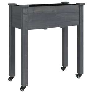 vidaXL Jardinière sur roues avec doublure gris 71x37x80 cm bois sapin