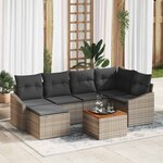 vidaXL Ensemble de canapé de jardin 7 Pièces Gris