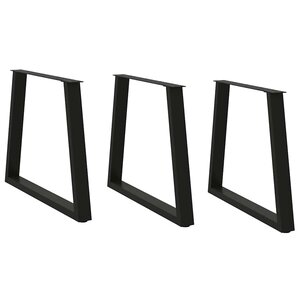 vidaXL Pieds de table à manger en V 3 pièces Noir 70 x (72-73 3) cm Acier