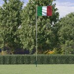vidaXL Drapeau de l'Italie et mât 6 23 m Aluminium
