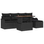 Ensemble de 6 Canapés de Jardin avec Coussins en Rattan Noir et Acacia