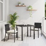 vidaXL Ensemble de Salle à Manger 3 Pièces de Jardin Noir Poly Rattan