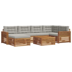 vidaXL Ensemble de canapés d'extérieur 7 pc Gris Naturel et Clair
