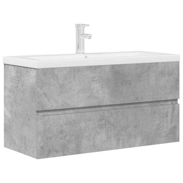 vidaXL Ensemble de meubles de salle de bain 2 Pièces gris béton