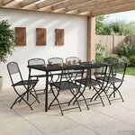 vidaXL Ensemble de meubles d'extérieur 7 Pièces Anthracite Fer et Acier