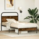 vidaXL Cadre de lit sans matelas 90x190cm chêne fumé bois d'ingénierie
