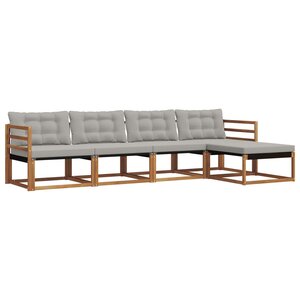 vidaXL Ensemble de canapés d'extérieur 5 pc Gris Naturel et Clair