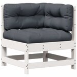 vidaXL Salon de jardin 4 Pièces avec coussins blanc bois de pin massif
