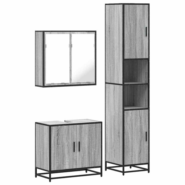 vidaXL Ensemble de meubles de salle de bain 3 Pièces Sonoma gris