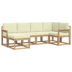 vidaXL Ensemble de canapés d'extérieur 6 Pièces Blanc et crème Polyester