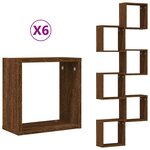 vidaXL Étagères murales sous forme cube 6 Pièces chêne marron 30x15x30cm