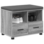 vidaXL Banc d'entrée avec coussin Gris Sonoma 60 x 38 x 46 cm