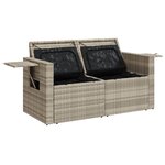 vidaXL Canapé de jardin 2 places et coussins gris clair résine tressée