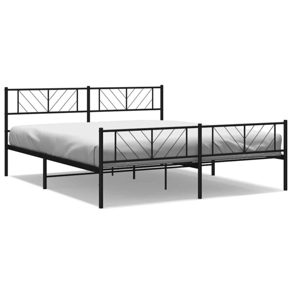 vidaXL Cadre de lit métal sans matelas avec pied de lit noir 183x213cm