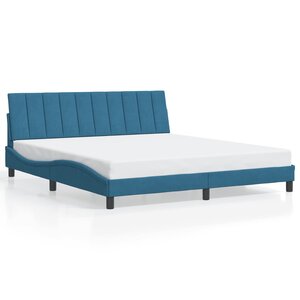vidaXL Cadre de lit sans matelas Hanko bleu 180x200 cm velours