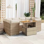 vidaXL Salon de jardin avec coussins 7 Pièces beige résine tressée