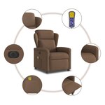 vidaXL Fauteuil inclinable de massage électrique marron tissu