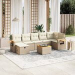 vidaXL Salon de jardin avec coussins 8 Pièces beige résine tressée
