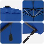 vidaXL Parasol Roma à Bras Déporté Bleu  Noir 352 x 251 x 265 cm