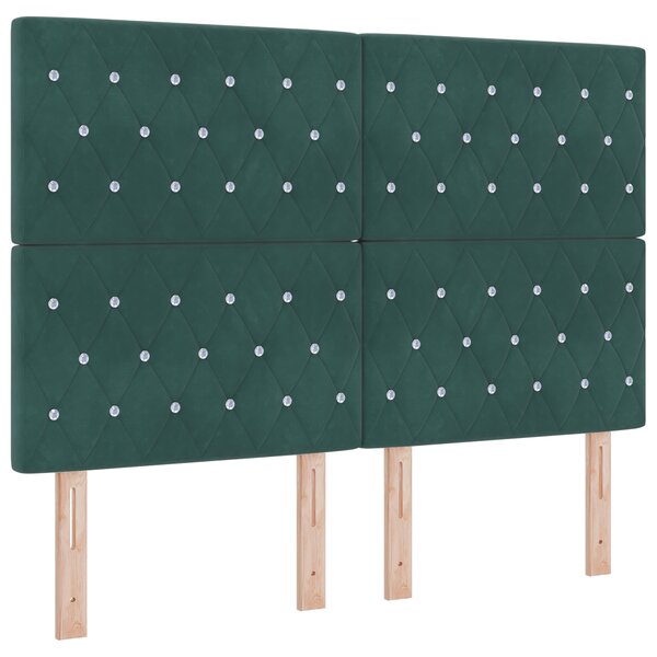 Lit Box Spring avec Matelas Vert Foncé 140x190 cm Velours