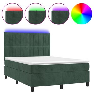 vidaXL Sommier à lattes de lit avec matelas LED Vert foncé 140x190 cm
