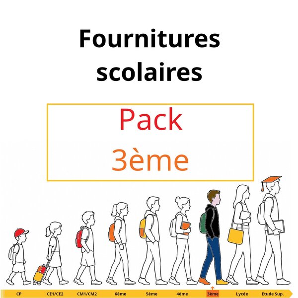 Kit de fournitures scolaires pour collégien·ne de 3ème