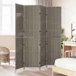 Paravent vidaXL 4 panneaux pliable gris 195x180 cm en poly rotin