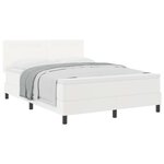 vidaXL Lit à ressorts avec bandes LED Blanc 160 x 200 cm Simili cuir