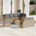vidaXL Salon de jardin avec coussins 9 Pièces beige résine tressée