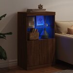 vidaXL Buffet avec lumières LED chêne marron 60 5x37x100 cm