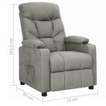 vidaXL Fauteuil inclinable Gris clair Tissu