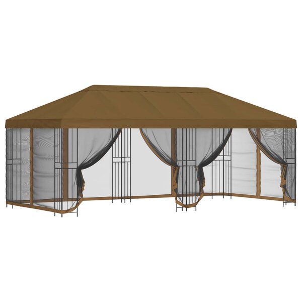 vidaXL Gazebo avec murs latéraux 6 x 3 m Taupe Polyester et Acier