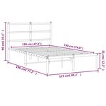 vidaXL Cadre de lit métal sans matelas avec tête de lit noir 120x190cm