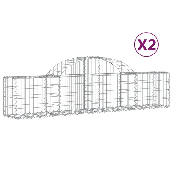 vidaXL Paniers à gabions arqués 2 Pièces 200x30x40/60 cm Fer galvanisé