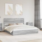 vidaXL Lit de Rangement Gris Sonoma 200 x 200 cm Bois d'ingénierie