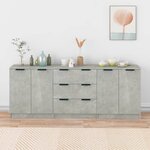 vidaXL Buffets 3 Pièces gris béton bois d'ingénierie